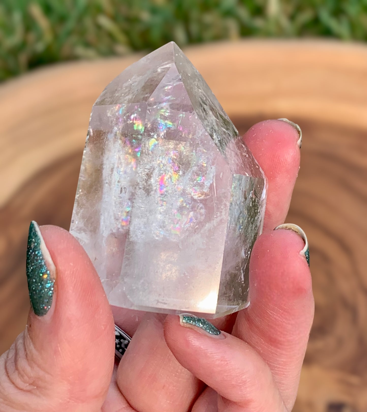 Clear Quartz Point with Rainbows
