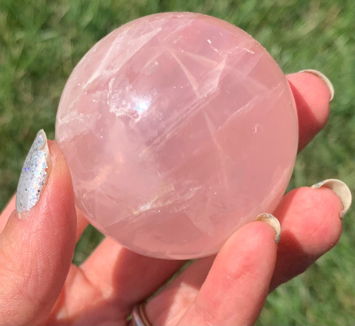Rose Quartz Sphere with Star Flash