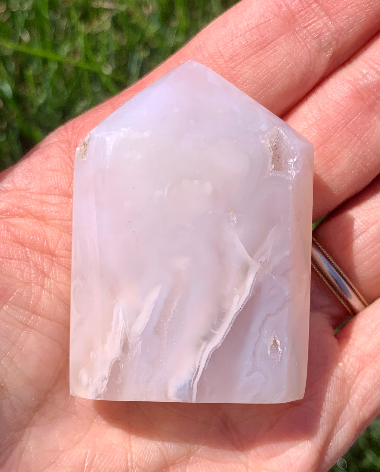 White Plume Agate Obelisk