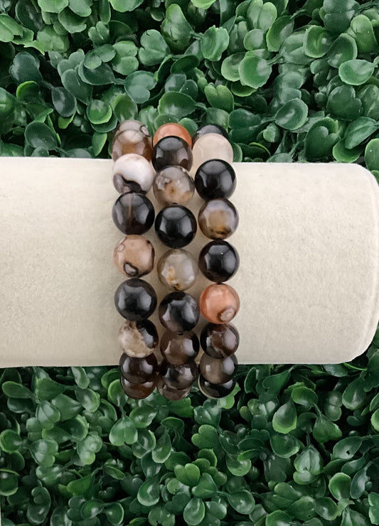 Flower Agate (Black) Bracelet