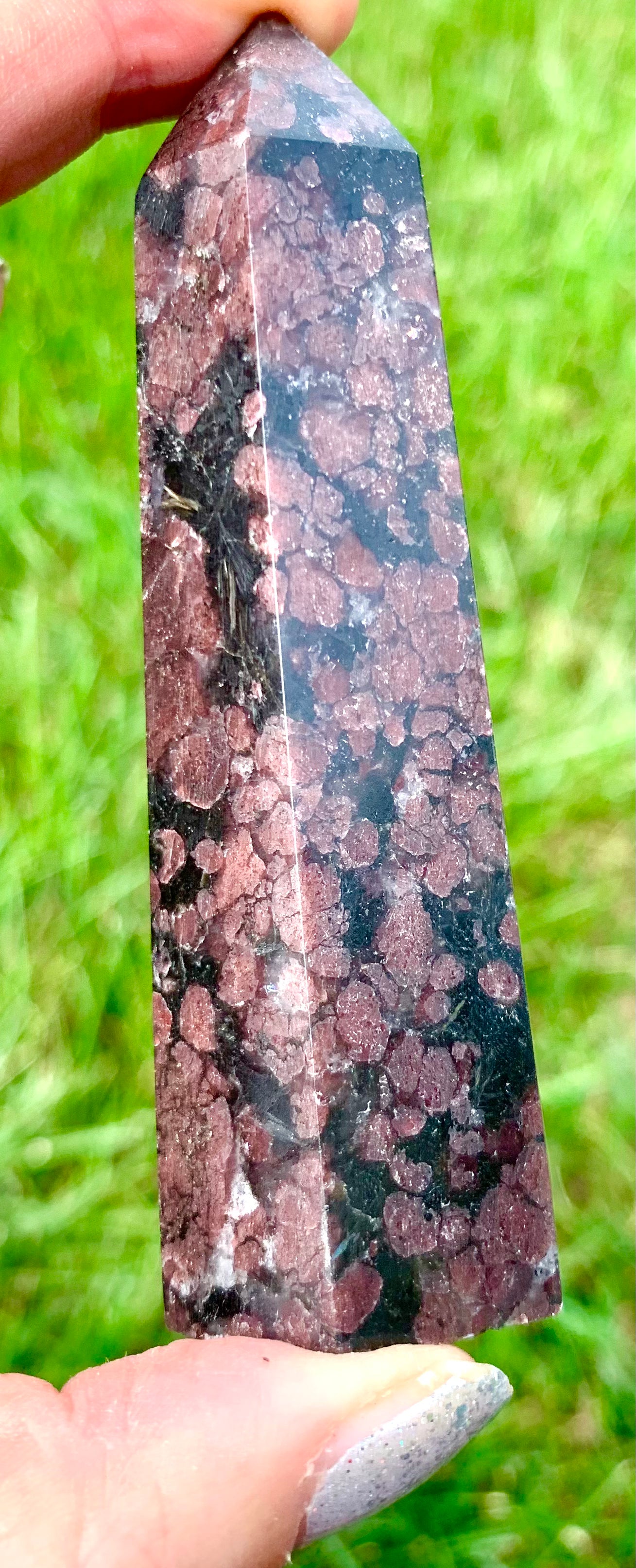 Garnet and Astrophyllite Obelisk