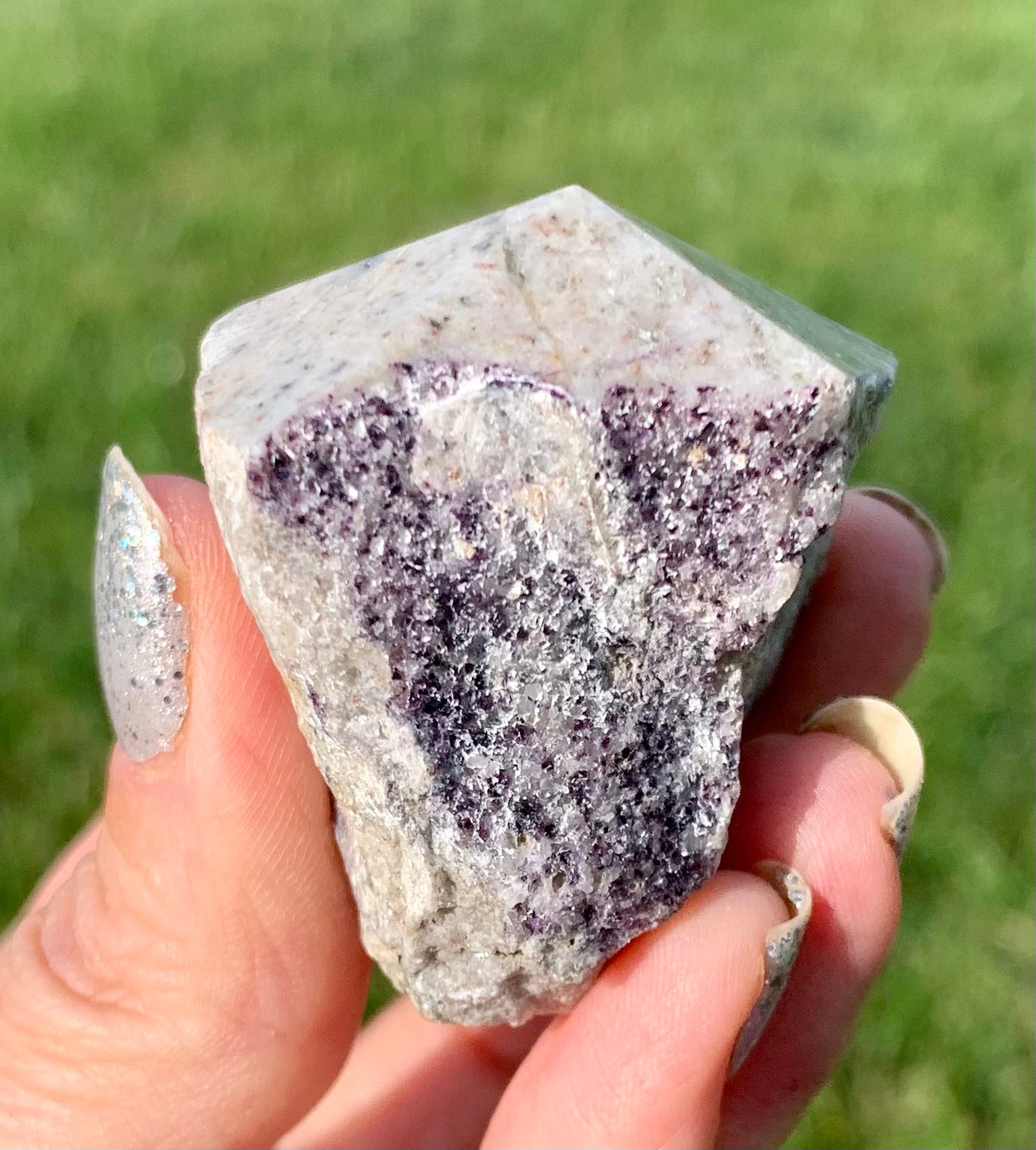 Lepidolite Half-Polished Point