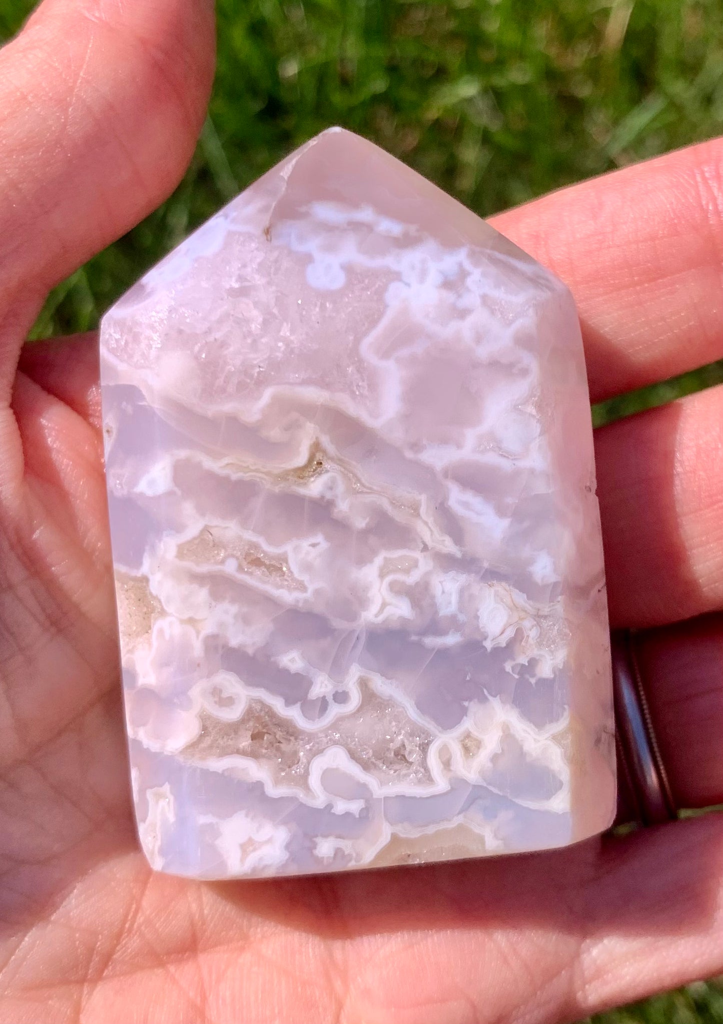 White Plume Agate Obelisk