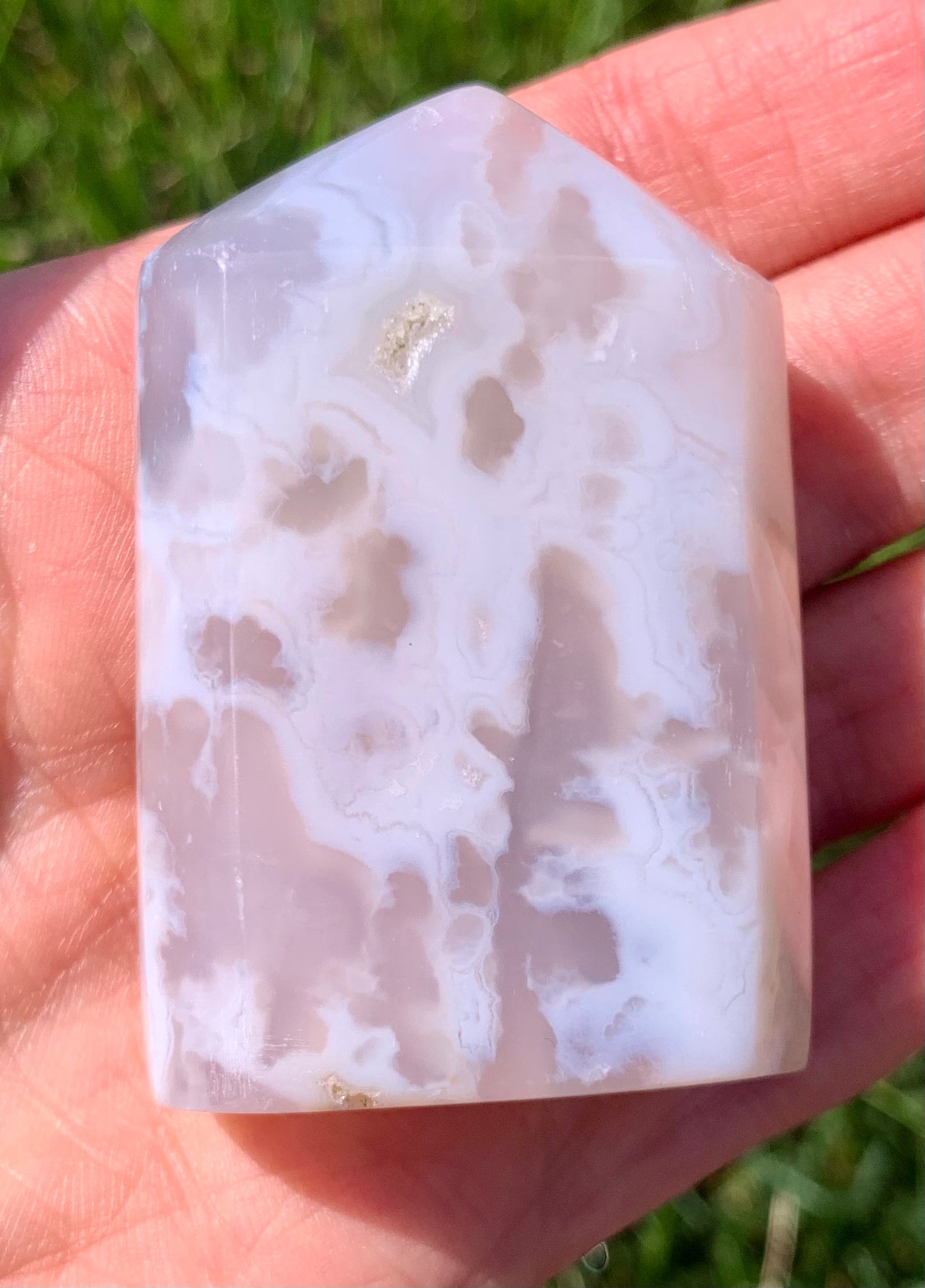 White Plume Agate Obelisk