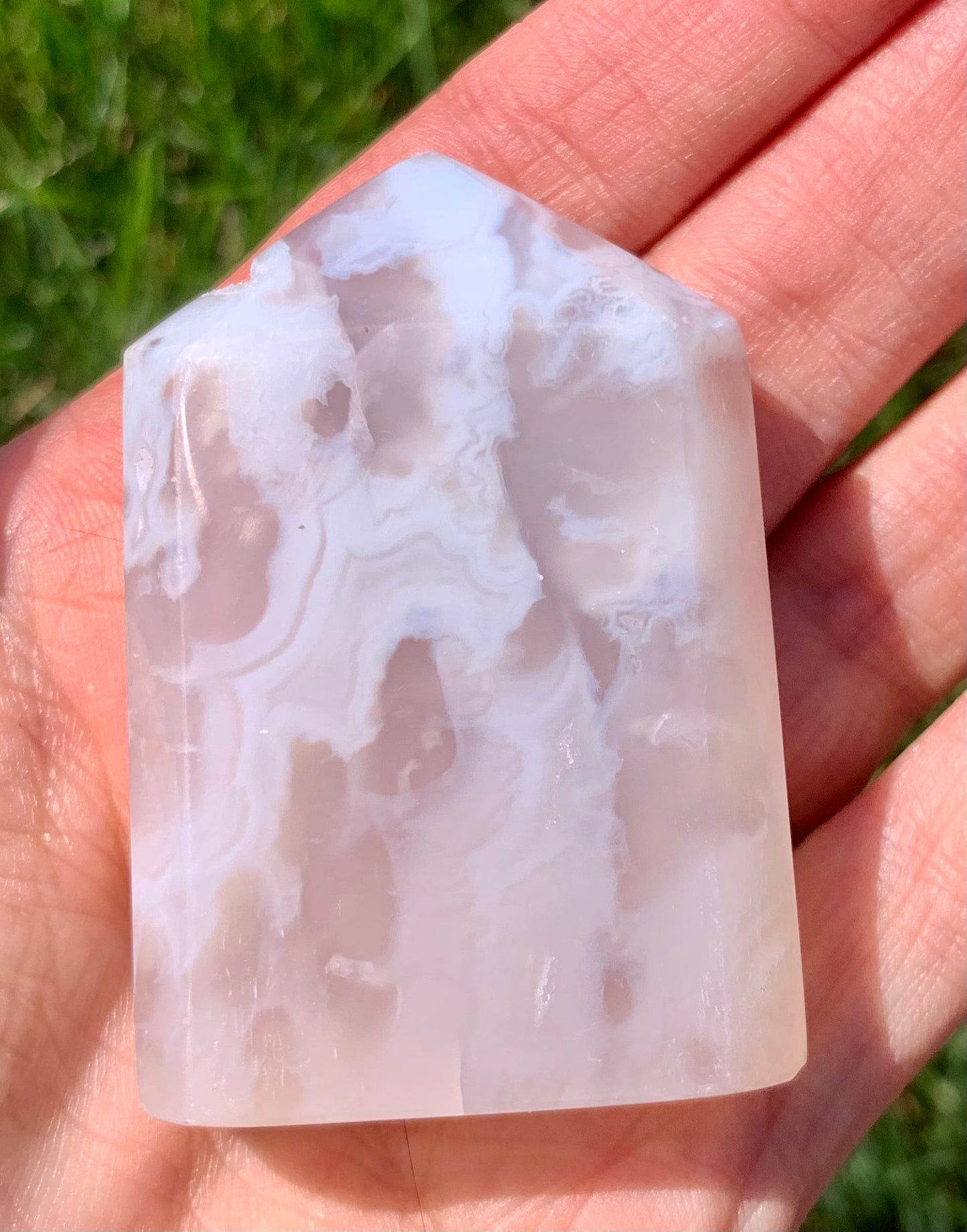 White Plume Agate Obelisk