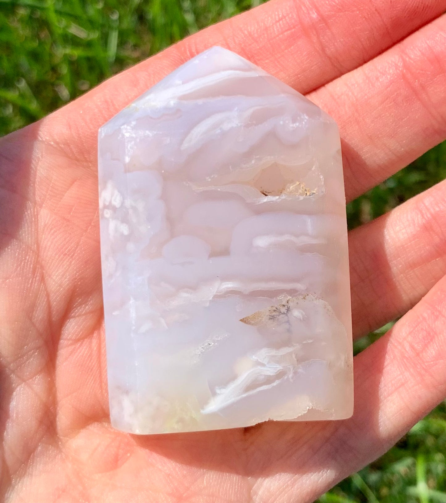 White Plume Agate Obelisk