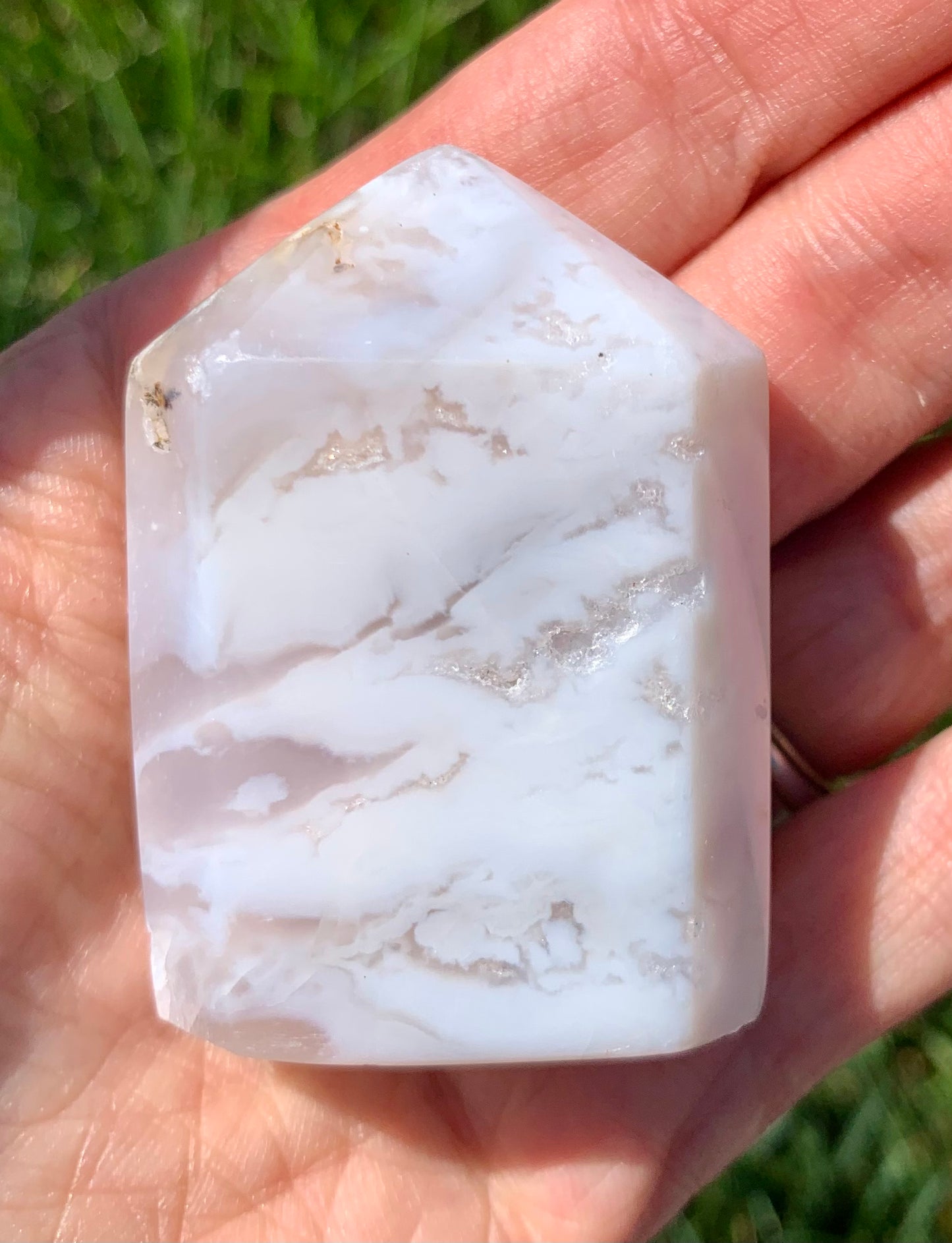 White Plume Agate Obelisk